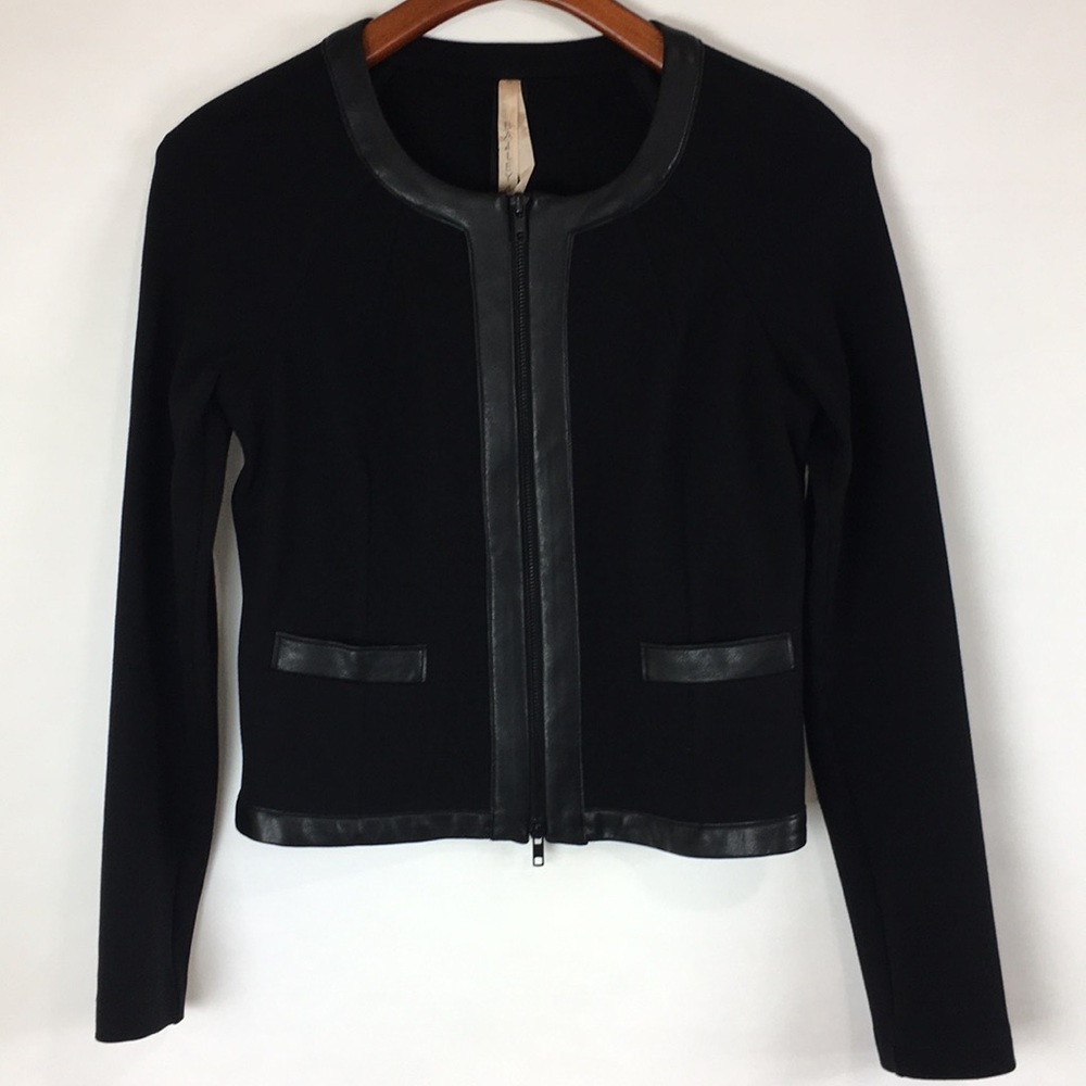 Bailey 44 Ponte Knit Faux Leather Trim Jacket M